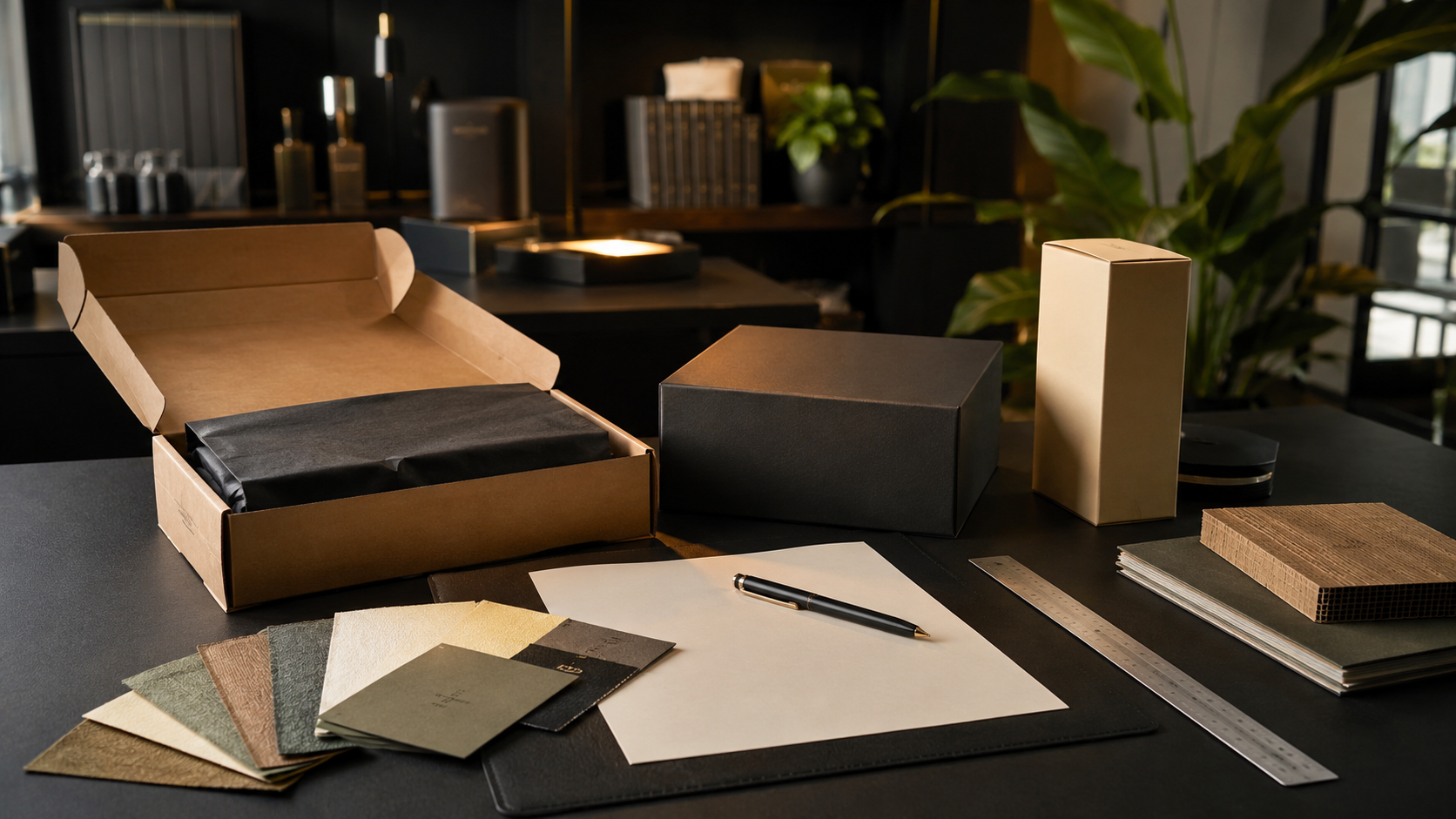 Custom packaging samples and insert planning workspace